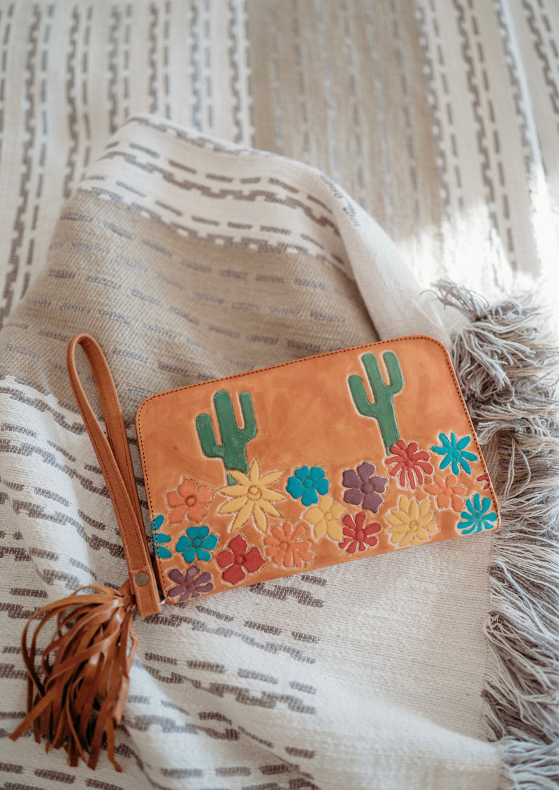 Cactus Bloom Zip Round Wallet