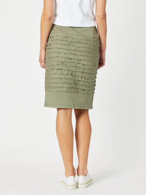 Charlie Stitched Detail Skirt- Khaki