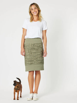 Charlie Stitched Detail Skirt- Khaki