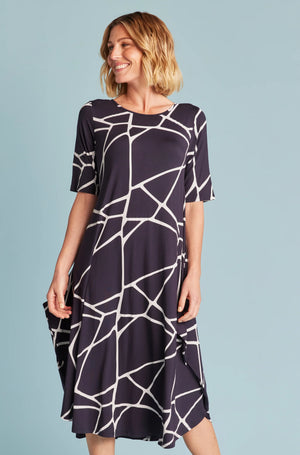 Origina Tri Dress- Navy Marble