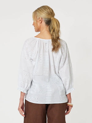 Mila Cotton Lace Top - White