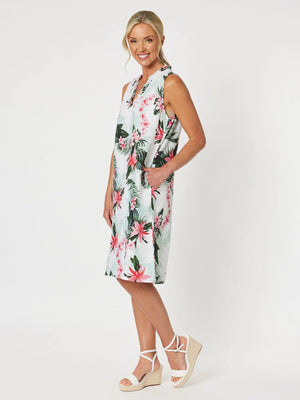 Paradise Print Dress- Khaki