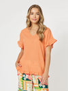 Tulum V Neck Top - Papaya