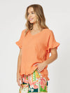 Tulum V Neck Top - Papaya