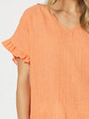 Tulum V Neck Top - Papaya