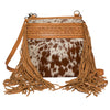 Hand Painted Tooling Leather Medium Sling Cowhide Bag With Fringes