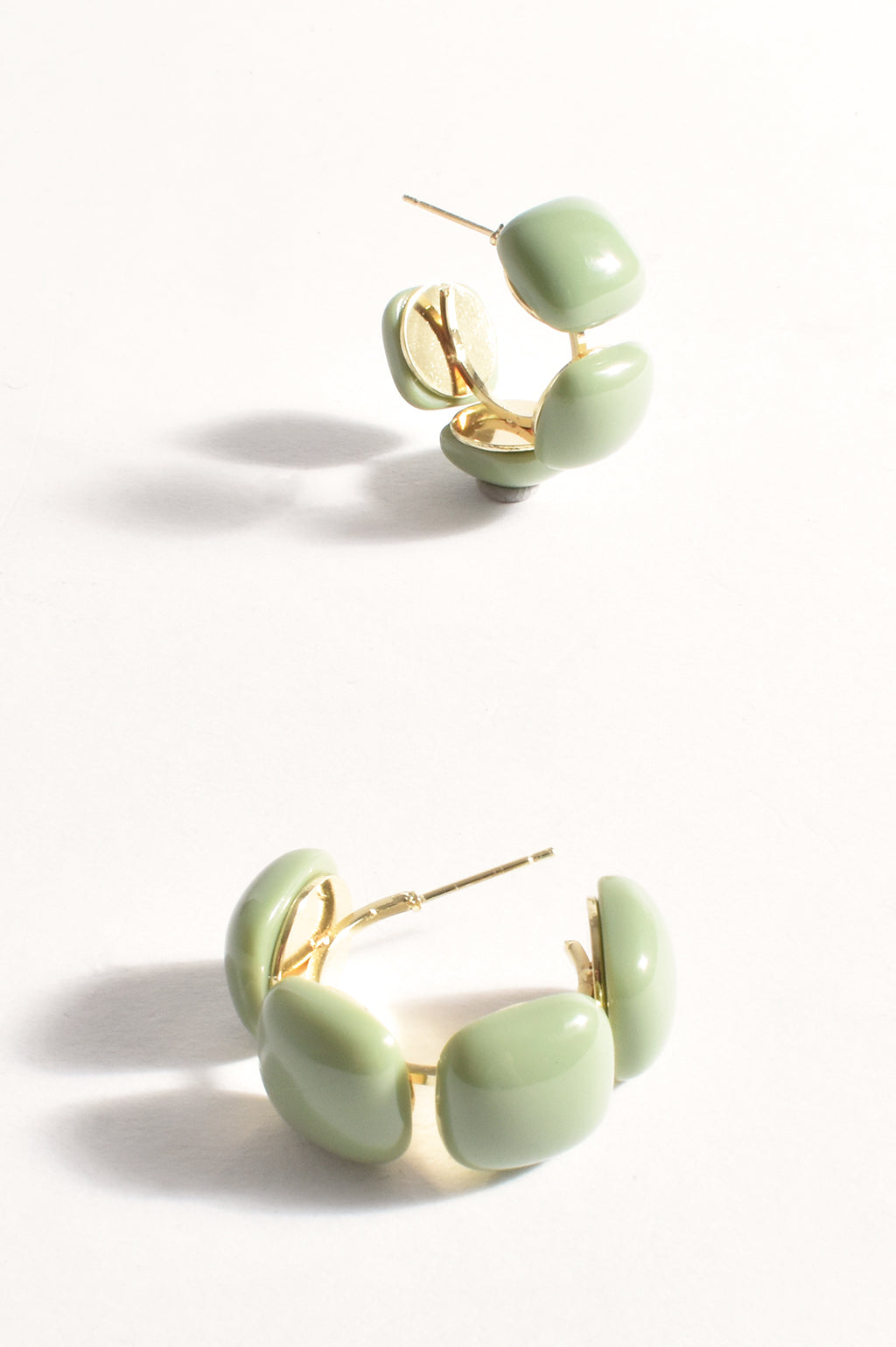 Mini Resin Metal Hoops- Sage Gold