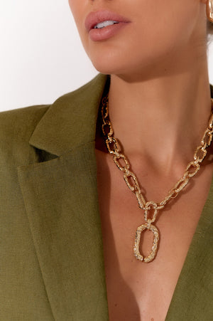 Oval Drop Chain Necklace