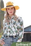 Yellow Pearl Snap Cactus Shirt