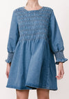 Shirred Denim Dress