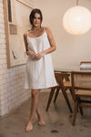 Carter Fundamental Linen Slip Dress - Off White w' Nutmeg Fine Stripe