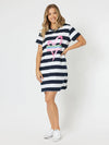 Heart Stripe Dress - Navy/White