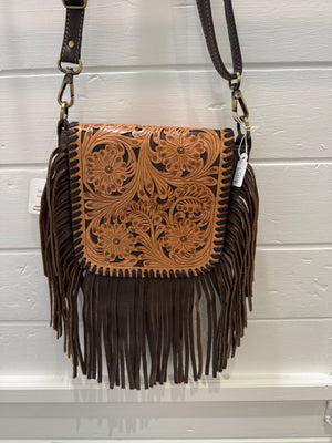 Tooled Turquoise Fringe Bag