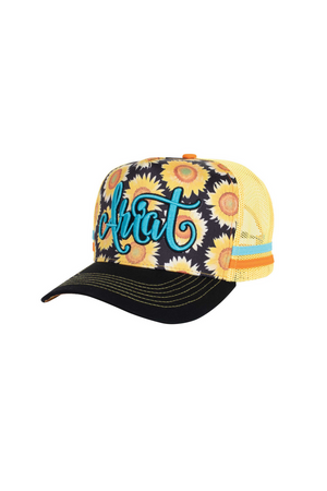 Sunflower Script Trucker Cap