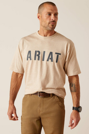 Men's Rebar Cotton Strong Block S/s Tee- Oatmeal Heather