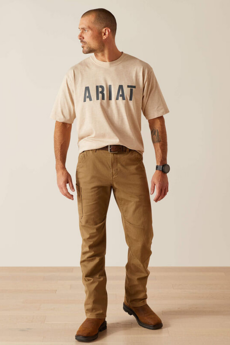 Men's Rebar Cotton Strong Block S/s Tee- Oatmeal Heather