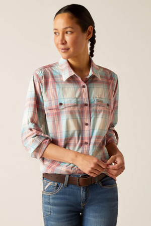 Rebar Made Tough DuraStretch Work Shirt- Vanilla Ice Plaid