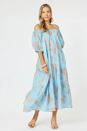 Malaba Off The Shoulder Dress - Blue