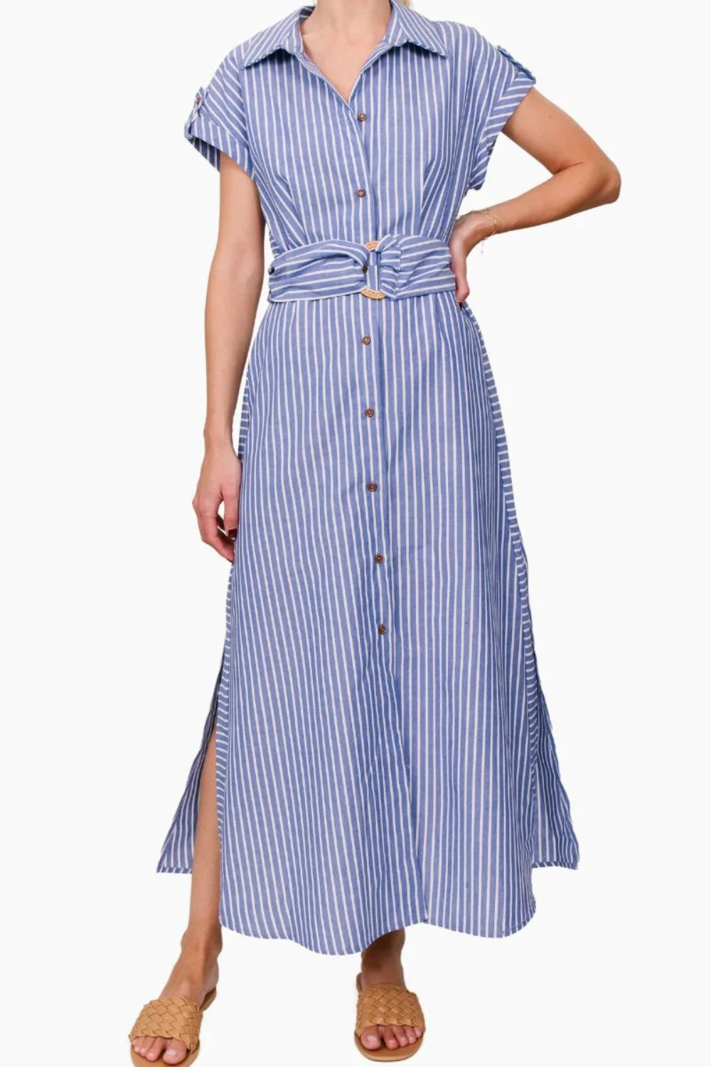 Katie Linen Stripe Dress