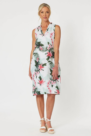 Paradise Print Dress- Khaki