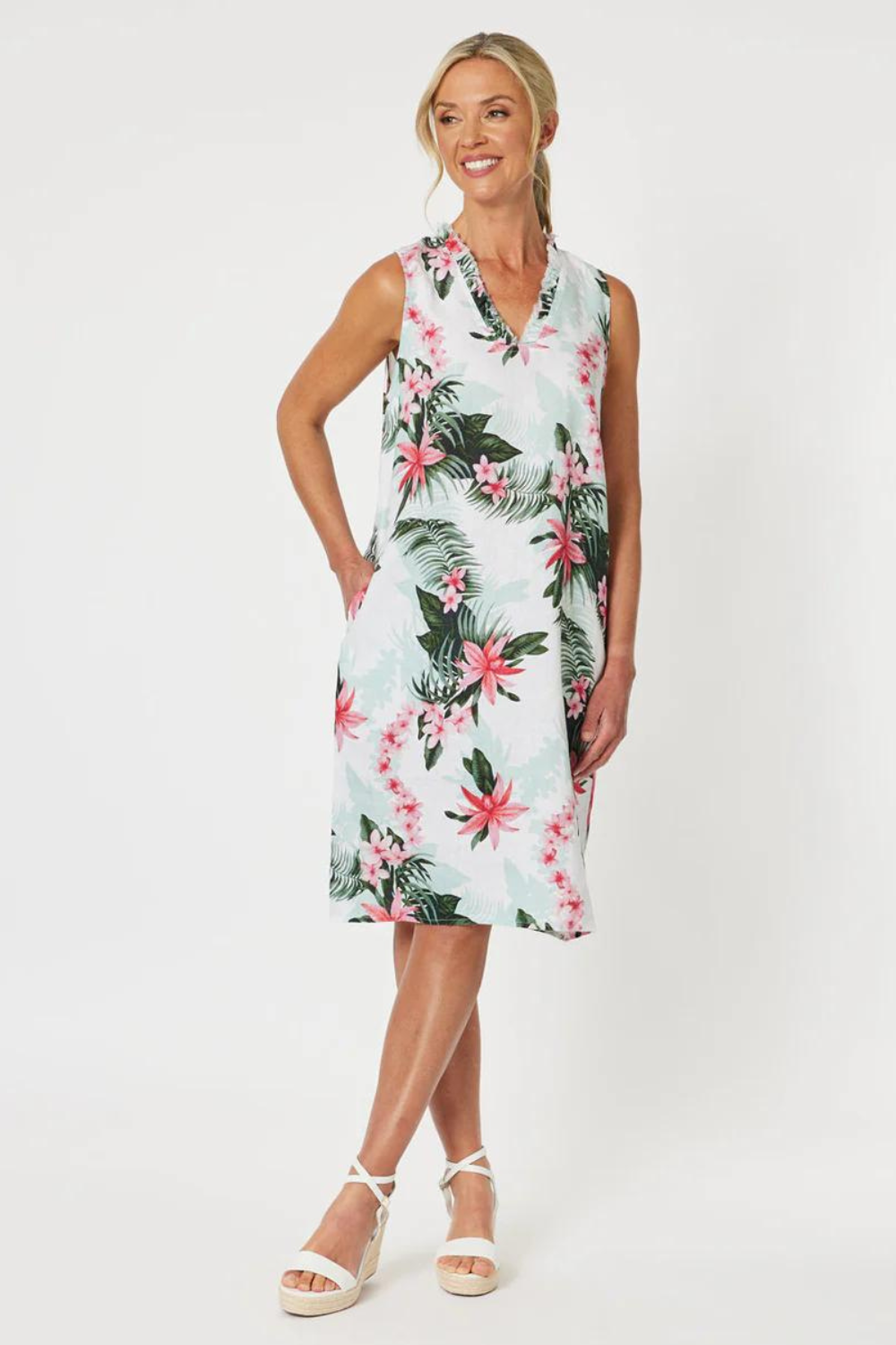 Paradise Print Dress- Khaki