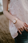 Luxe Deluxe Peach Leather Band Watch