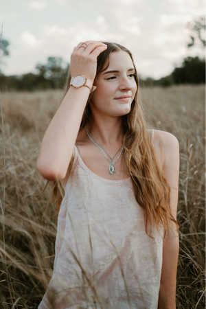 Luxe Deluxe Peach Leather Band Watch