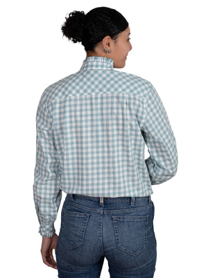 Abbey Frill - Dusty Turquoise Check