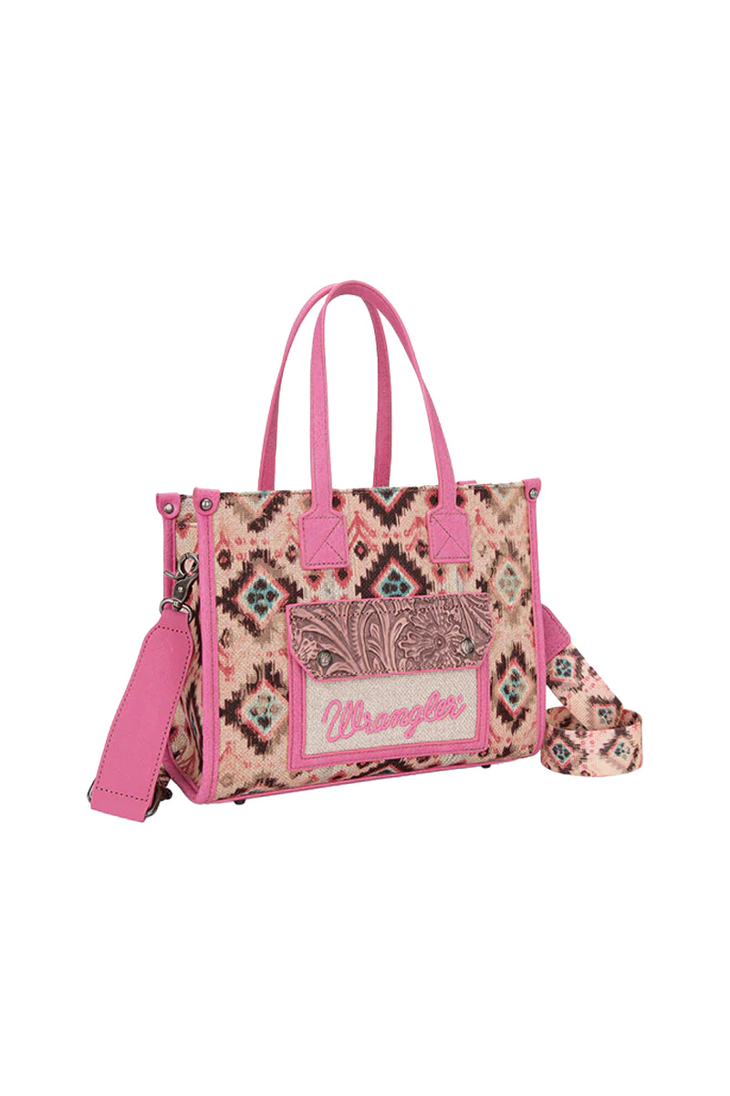 Aztec Crossbody Tote Bag- Pink