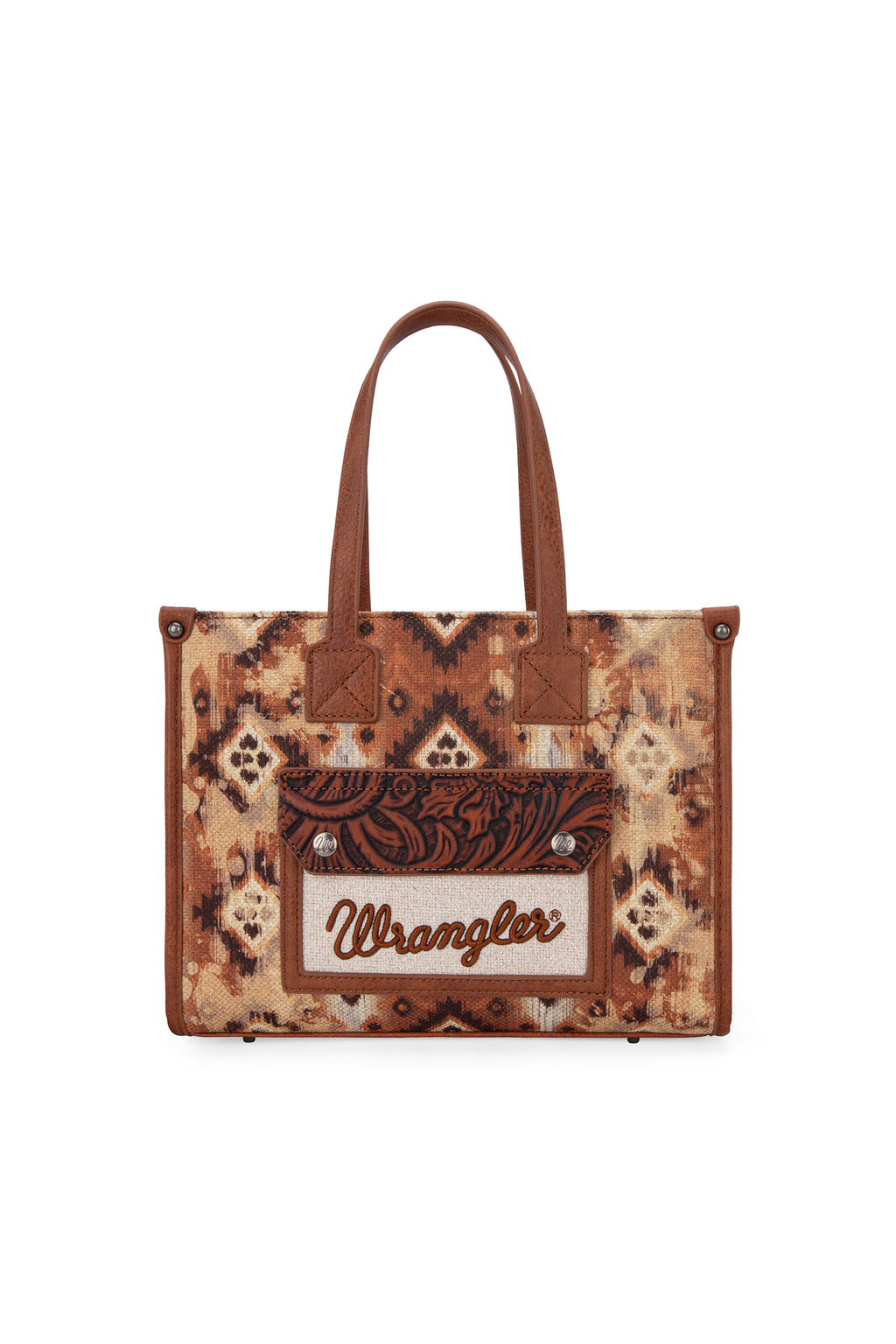 Aztec Crossbody Tote Bag- Tan